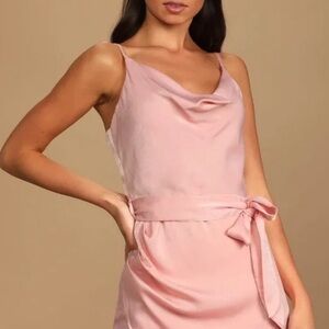 NWT Olia Clothing Here With Us Satin Mini Dress in Pink
